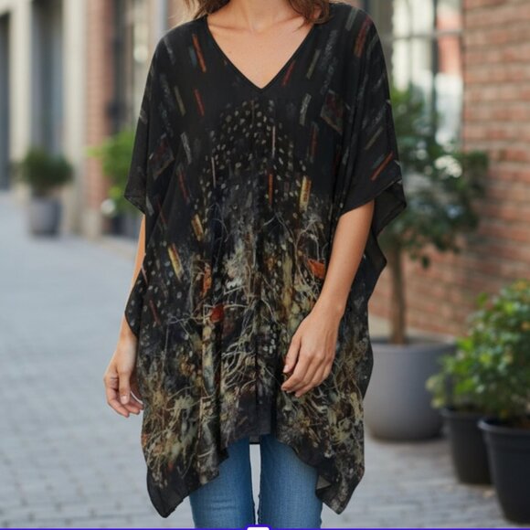 Blank London Poncho Viscose Shawl V Neck One Size Anthropologie - Picture 1 of 6